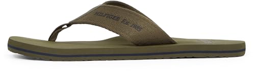 Tommy Hilfiger Chanclas Hombre Beach Sandal Sandalias de dedo, Verde (Army Green), 40