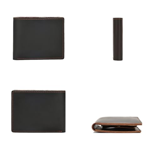 Men's Wallet Men's Minimalist Short Leather Wallet for Party，Travel(Black)3