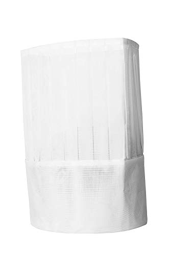 Gorro Alto De Hostelería Plisado. Ropa Cocinero/Cocinera. Color Blanco. Talla 58. Ref: 30