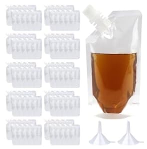 Drink Pouches 100 Pack 100ml,Clear Plastic Pouches for Liquid,Alcohol,Juice,Reusable Bags for Party,Picnics,School Lunch,Travel,Sports- Festival Accessories,Durable Storage for Kids & Adults