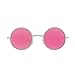 Round Pink Lens Sunglasses Silver Metal Frame