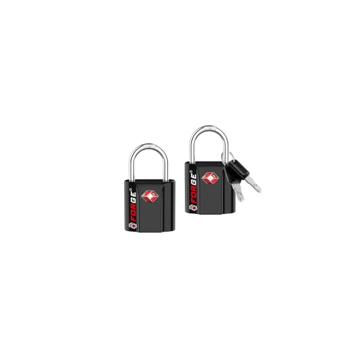 Forge 1'' Wide 1.8'' Tall, TSA Approved Luggage Locks: Key Locks for Travel. Ultra Secure Dimple Key Travel Locks Alloy Body Luggage Locks. Black 2 Pack.