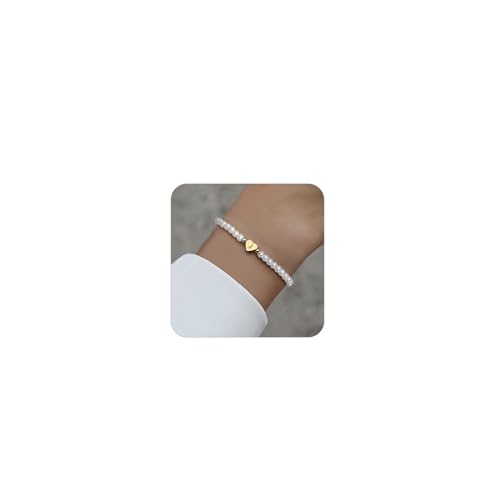 Bracelet avec lettre pour femmes tendance en fausses perles et lien