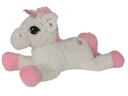 cavernedesjouets Grande Peluche Licorne Rose et Blanche 80 cm - Licorne geante Douce caline - Set Peluche Fille - avec Carte Offerte