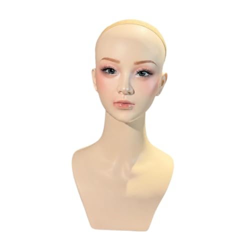 Cabeza de maniquí mujer con hombros para pelucas y accesorios