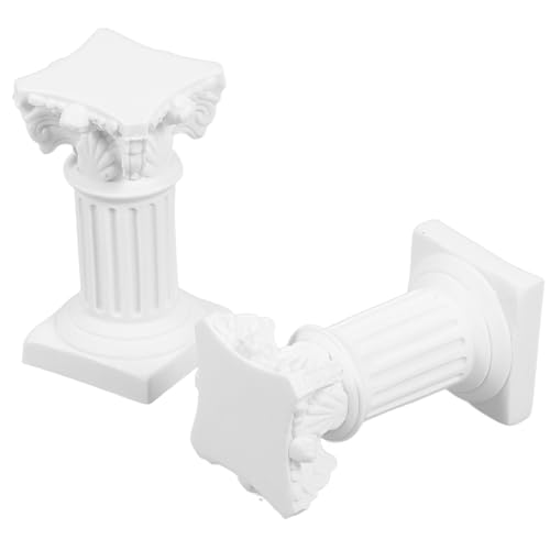 Image of MAGICLULU Roman Pillar Candle Holders Practical Tea Light Holder in White 2pcs Resin Nordic Style High-temperature Resistant Tabletop Decoration for Housewarming and Festive Parties