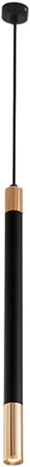 MQDLJSE Lámpara Colgante nórdica LED de Aluminio de Tubo Largo, Foco de Techo Individual Negro para Dormitorio, cilíndrico D (luz Blanca de 4 x 65 cm)