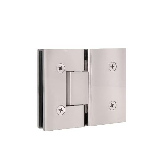 Menginvent Shower Door Hinges 180 Degree Glass Door Hinges Heavy-Duty Brass Shower Door Replacement Parts for 5/16-1/2 (8-12mm) Glass Thick Brushed Nickel