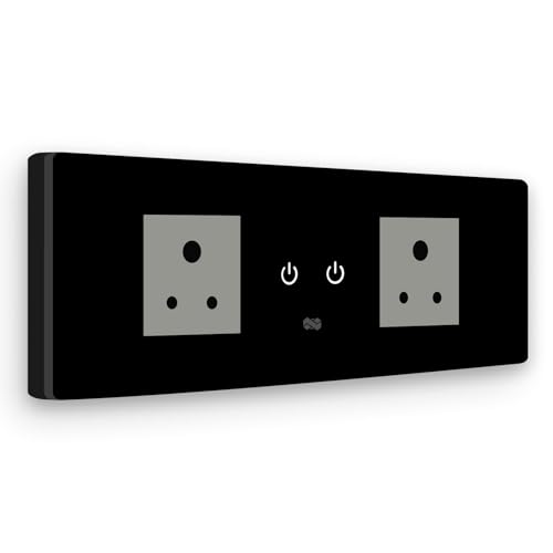 Image of IOTICS Smart Wifi Switch Board: 2 Smart Plug Module. Touch Control, Remote, App Control. Voice Control with Alexa & Assistant. Smart Touch Switch Board For Home Automation (Black)