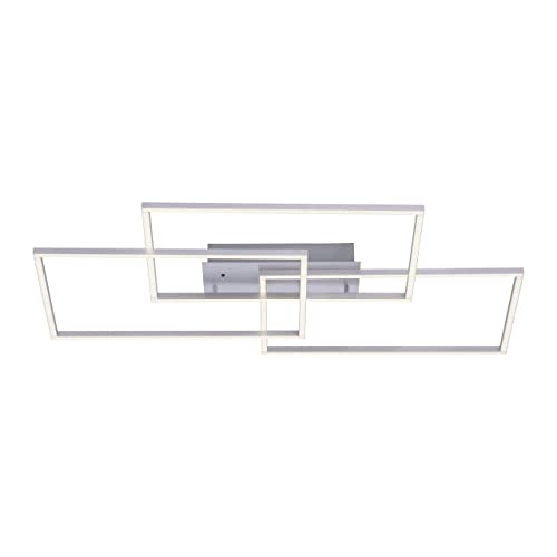 Leuchten Direkt CCT - Lámpara de techo LED con 3 rectángulos LED regulables con mando a distancia, 82 x 50 cm, color plateado