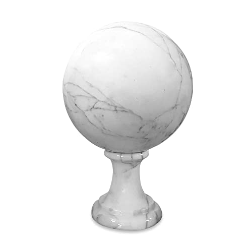 Esfera de mármol blanco de 20 cm con base estable para decorar muebles sin riesgo de caídas 2