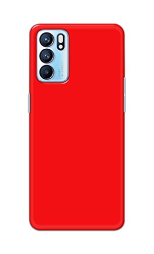 Image of Printed Hard Back Cover Case for Oppo Reno6 5G | Oppo Reno 6 5G Back Cover (Plain Red) -1803
