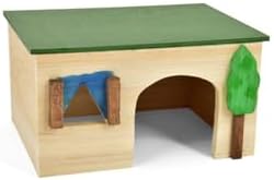 Casita de Madera para Conejos o Pequeños Mamíferos, Caseta Village madriguera (26x19,5x15,5 cm (Cuadrado))