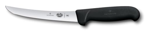 Victorinox Fibrox - Coltello da disossamento affilato per carne e pollame, 15 cm, lama curva, sottile, in acciaio inox, colore: Nero