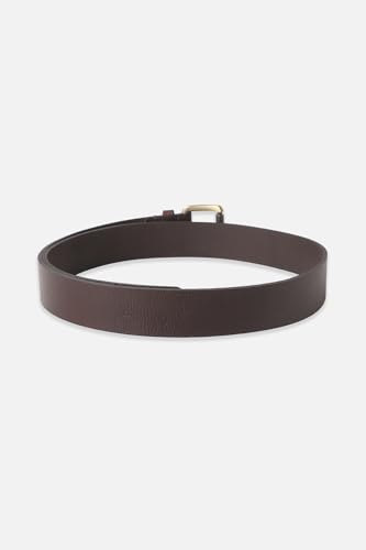 Image of Louis Philippe Men 100% Leather Brush Brass and LP Loop Buckle Casual Casual Profile Belt