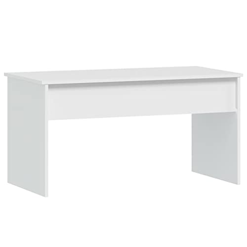 Table basse blanche de salon modulable idéale pour le télétravail à la maison