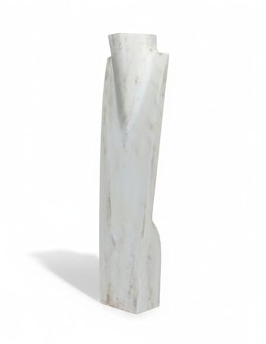 Artigianale présentoir Speciale collane Lunghi H60 cm Busto in Legno Finitura Bianco cérusé