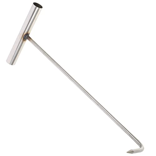 FUNOMOCYA Manhole Cover Hook Storm Drain Covers Hook Manhole Cover Lifter Heavy Duty Pull Hook Manhole Lifting Hook Trampoline Hook Puller Handy Hook Lifting Tool Stainless Steel Silver