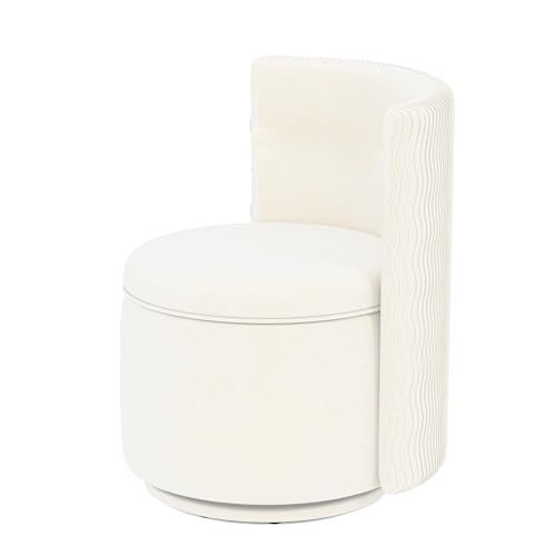 Swivel Velvet Storage Ottoman with Backrest