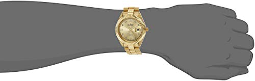 Peugeot 14K Gold Plated Diamond Luxury Dress Watch with Fluted Bezel and Calendar