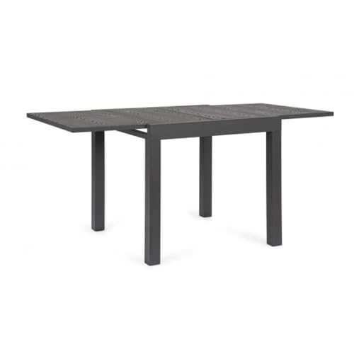 KONTE.DESIGN Mesa extensible CLIV efecto madera material y estructura de aluminio antracita 80 x 80 cm - 160 x 80 cm