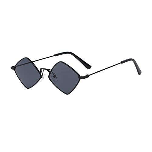 Retro Diamond Shape Sunglasses for Men & Women, Metal Quadrilateral Frame Shades UV Protection Film Sun Glasses