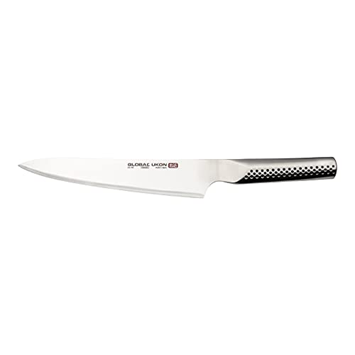 Global UKON Carving Knife with 21cm Blade, CROMOVA 18 Stainless Steel, Silver, GU-05