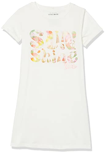 Lucky Brand Girls' Short Sleeve Cotton Tshirt Dress Relaxed Fit with Tagless Interior