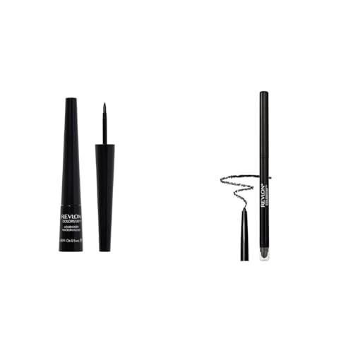 REVLON ColorStay Eyeliner Duo: Delineador Líquido Blackest Black + Delineador en Lápiz Negro — Maquillaje de Ojos Waterproof para Eyeliner Definido o Smokey Eye, Acabado Mate de Larga Duración