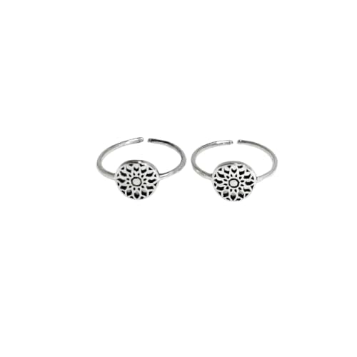 92.5% Pure Silver Toe Ring with Filigree Mandala Design-picture-39