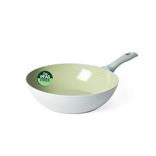 Salter Earth 28cm Wokpan – Gezonde Keramische Antiaanbaklaag, PFAS-vrije Inductiekookgerei, Aluminium Diepe Bakpan voor Noedels, Eenvoudig te Reinigen, PFOA/PTFE-vrij, Groen