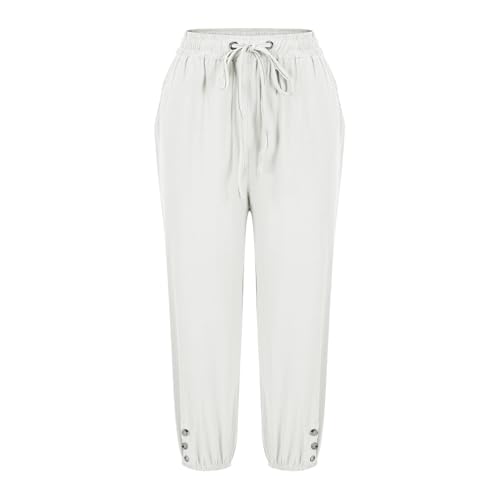 Hvyesh Linen Capri Pants for Women Summer Casual 2025 Womens Capris with Pockets High Waisted Drawstring4
