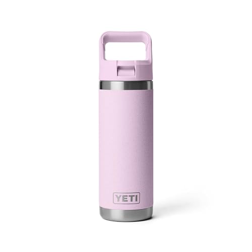 Image of YETI Rambler 18 oz Bottle, Vacuum Insulated, Stainless Steel with Straw Cap, Cherry Blossom