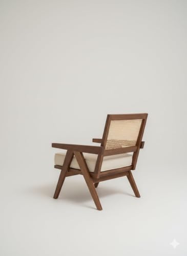 Image of WELL KNOWN Wooden Folding Chair | Portable Foldable Armchair for Balcony, Patio, Living & Drawing Room | Sheesham Wood, Honey Finish (Natural - Rattan)