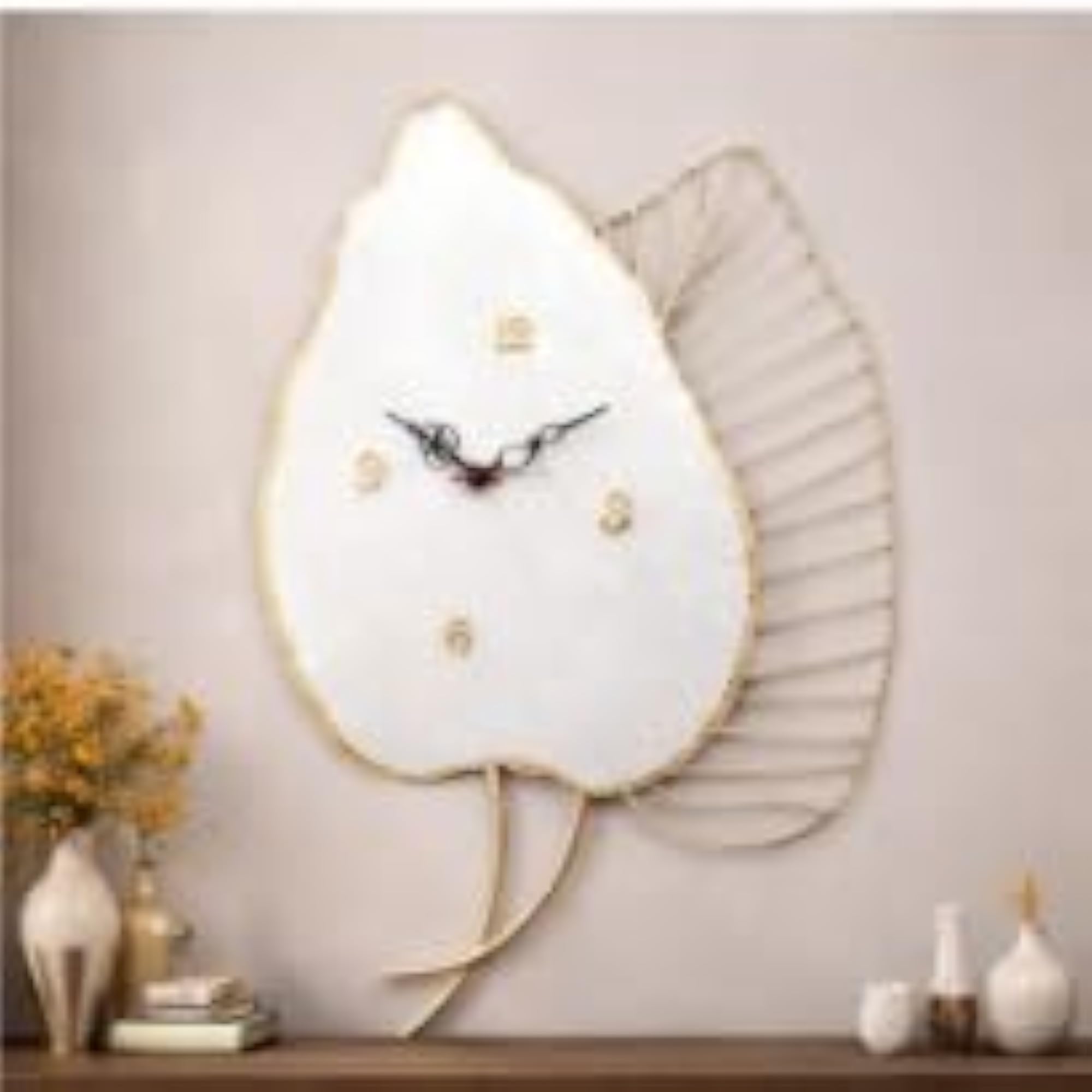 Decorative Leaf Shape Wall Clock, Modern Home Decor