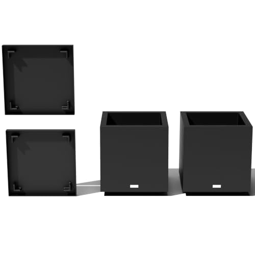 Image of Veradek Block Series Cube Planter & Drip Tray - Square Outdoor Planter Set