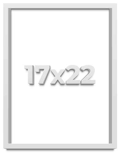 17x22 Shadow Box White Solid Pine Wood Picture Frame with Acid-Free Backing UV Acrylic & Hanging Hardware with 0.75 Inches of Usable Depth and 0.75 Inches Frame Moulding Width