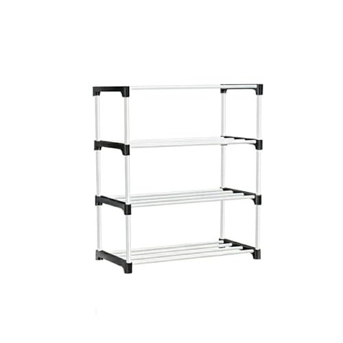 Image of Shoe Rack 4 Layer with Shelf, Thick Strong Pipes for Heavy Load Multipurpose Organizer Rack Shoe, Cloth & Book Storage Shelf for Home, Balcony, Living Room & Workspace