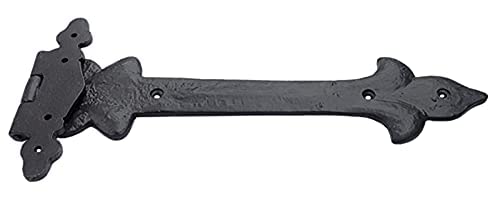 Image of Adonai Hardware Adonijah Antique Cast Iron Strap T Hinge (12 inch X 2 Pack, Matte Black) for Barn Doors, Gates, Shutters, Garages, Wooden Box, Fences, Sheds, Furniture, Chest and Trunks