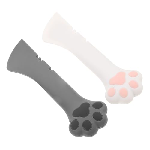 PERSELOSO 2個 ペット缶詰スプーン 軽量コンパクト シリコン製ウェットフード用 猫犬兼用かわいい肉球デザイン 持ちやすい人間工学ハンドル