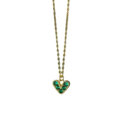 Pendientes de plata 925 con circonita verde y diseño de corazón para mujer