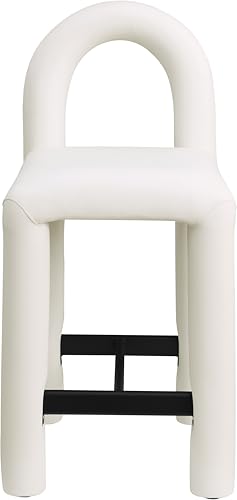 Meridian Furniture 11064Cream-C Amari Colección Moderno | Butaco Contemporáneo con Suave Cuero Vegano Crema, Estructura Interna de Hierro, Respaldo Redondeado, Butaco para Barra, 18.5" Ancho x 22" Profundidad x 37.5" Alto, Crema miniatura 4