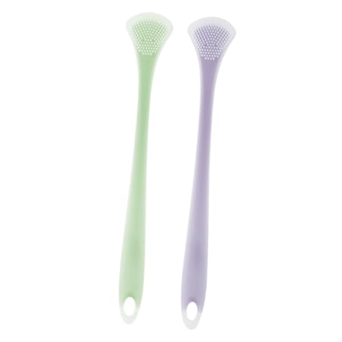 Vaguelly Adults Tongue Brush Tongue Scrapers 2pcs Cleaning Tools for Healthy Oral Care