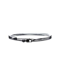 Made by Nami Dünnes Wickel-Fußband für Herren & Damen mit Karabiner-Haken Verschluss - Handmade Männer Fußkettchen - Surfer-Schmuck Herren-Schmuck - 100% Wasserfest & Verstellbar (All Black)