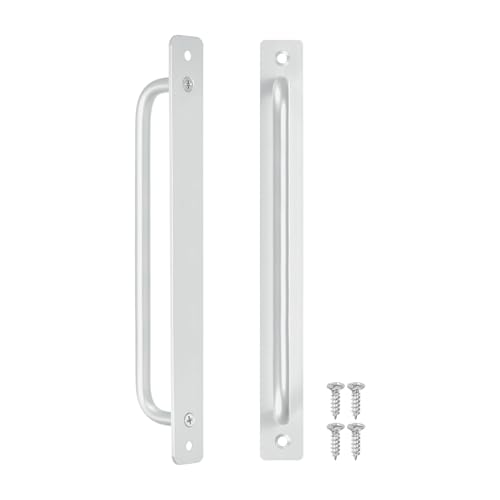 Image of M METERXITY 2-Pack Barn Door Handles, 8.83Inch /224mm Hole Center Aluminium Alloy Gate Handle with Mounting Screws for Bathroom /Wardrobe /Closet /Kitchen, Sliding Door Handle with Plate [Silver]