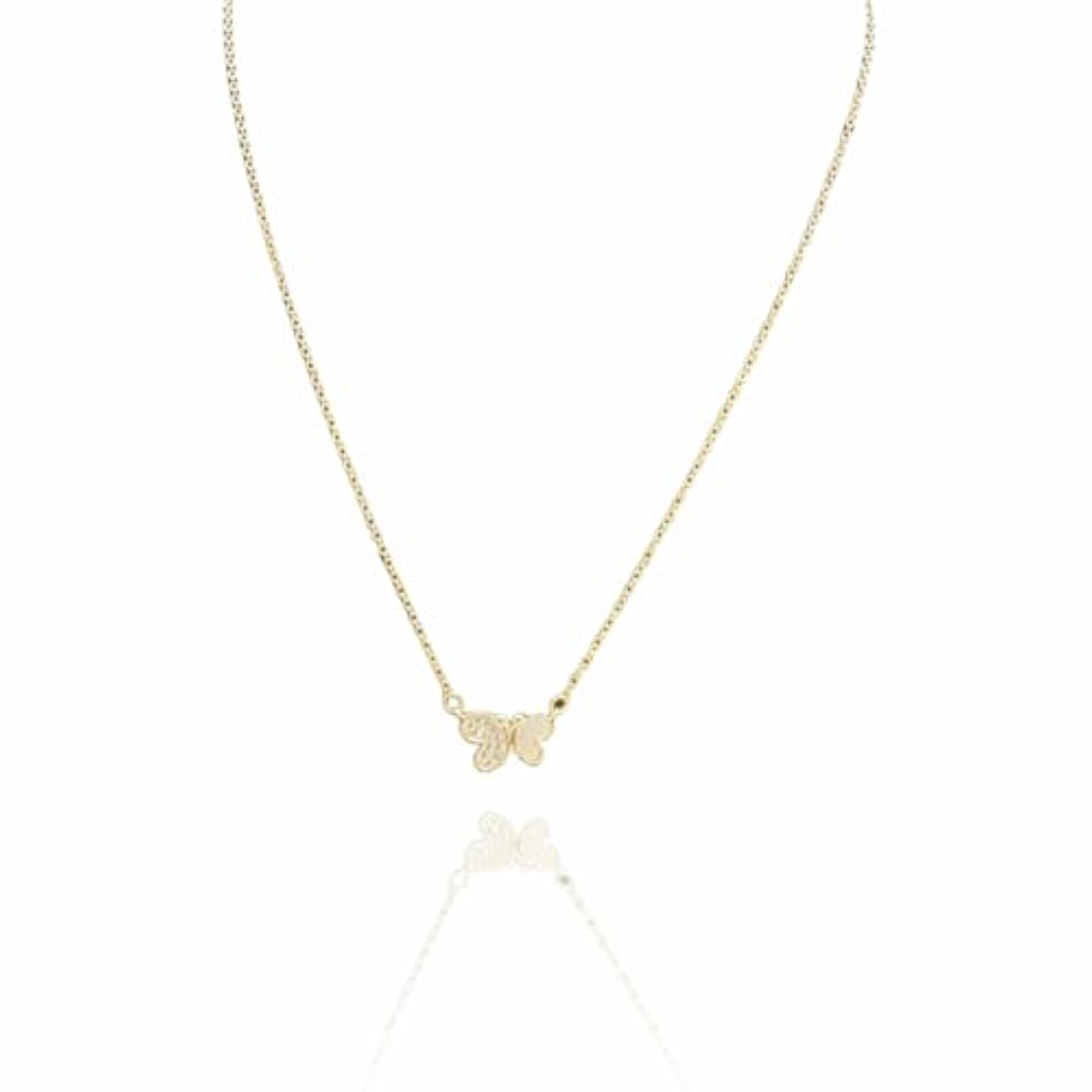 Dainty Gold Butterfly Necklace with Crystal Accents, Delicate
