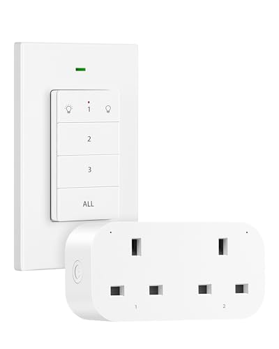 DEWENWILS Remote Plug Socket UK, 13A/3120W Heavy Duty Wireless Light Switch, 30m/100ft Long Range Remote Switch for Household Appliances, Programmable, UKCA Listed