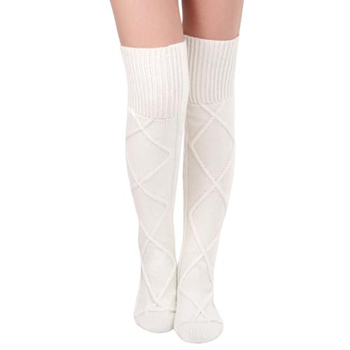 Pistha Women Thigh High Socks Cable Knit Knee High Boot Socks Over Knee Stockings Long Leg Warmers for Winter