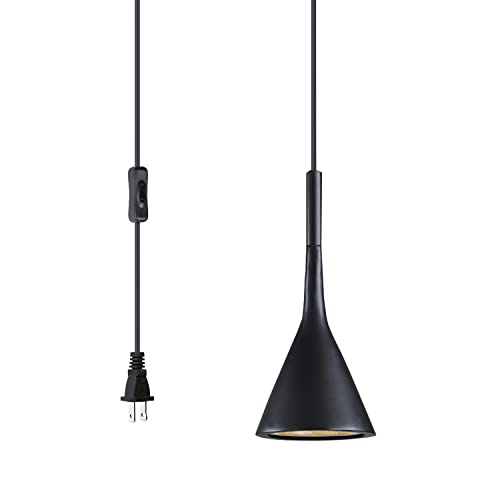 Plafonnier suspendu vintage avec suspension cône noir et luminaire réglable cuisine