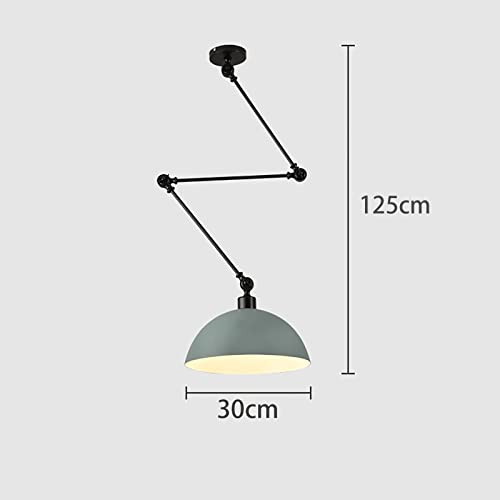 Lámpara colgante retro E27 de metal verde industrial para isla de cocina 5